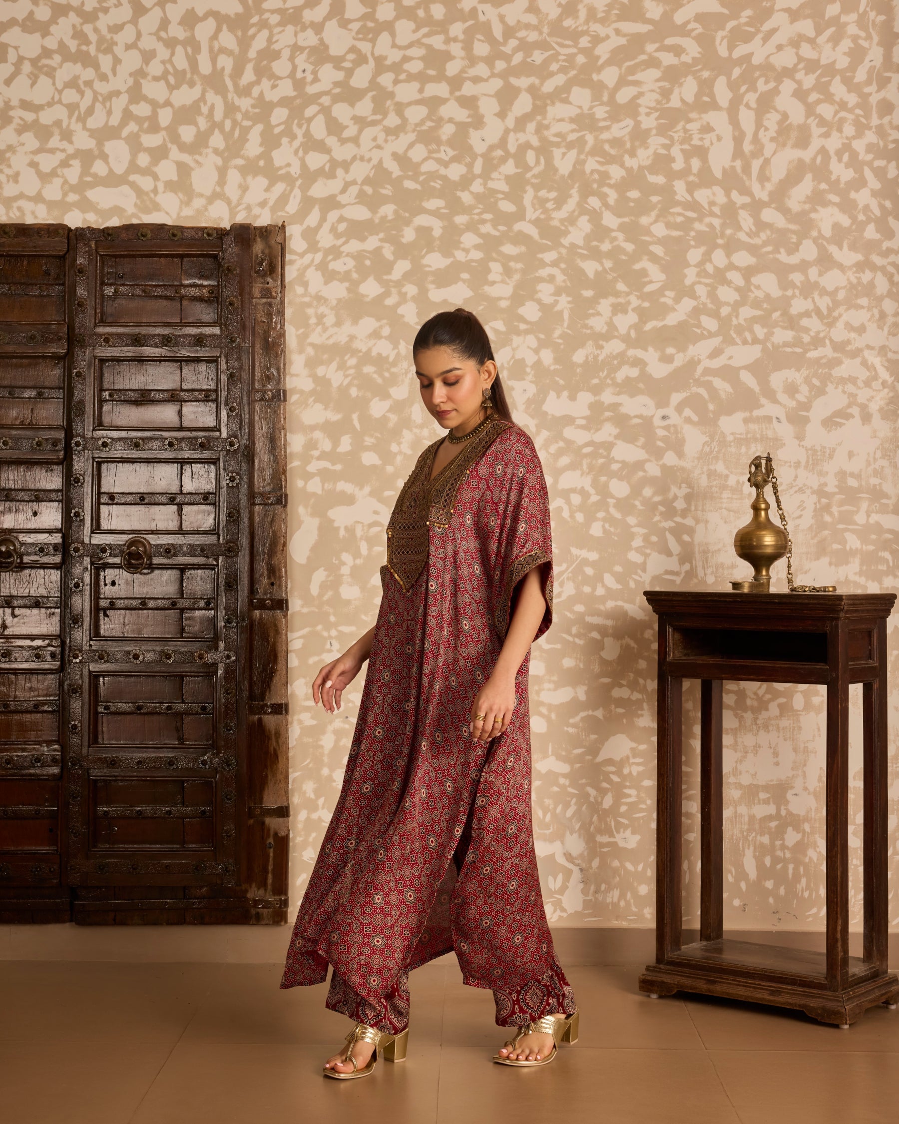 Long Kaftan Kurta set at Kamakhyaa by Akashi Clothing. This item is Ajrakh by Akashi Clothing, Under $100