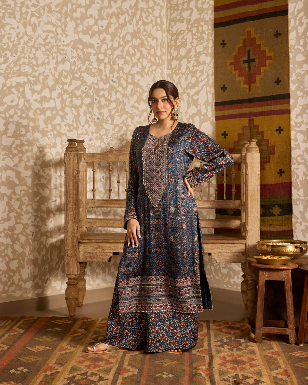 Long Kurta Plazzo Pant Set at Kamakhyaa by Akashi Clothing. This item is Ajrakh by Akashi Clothing, Under $100