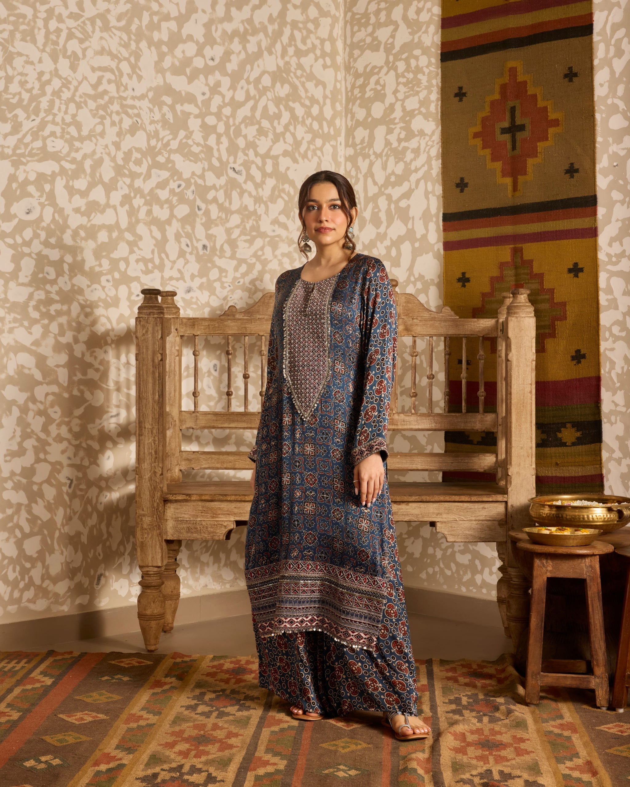 Long Kurta Plazzo Pant Set at Kamakhyaa by Akashi Clothing. This item is Ajrakh by Akashi Clothing, Under $100