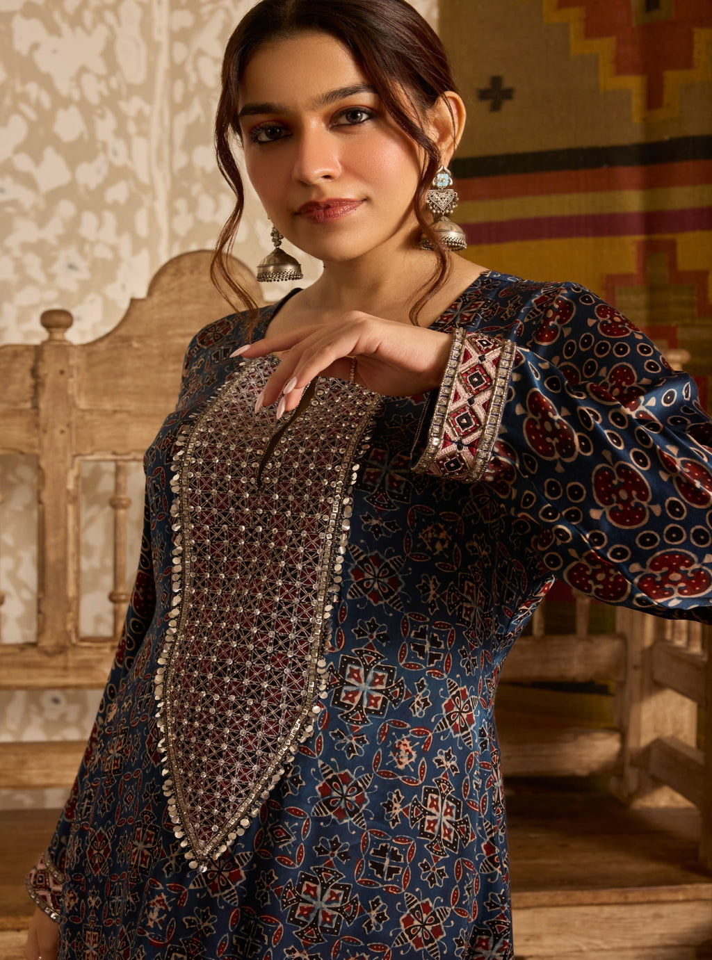 Long Kurta Plazzo Pant Set at Kamakhyaa by Akashi Clothing. This item is Ajrakh by Akashi Clothing, Under $100
