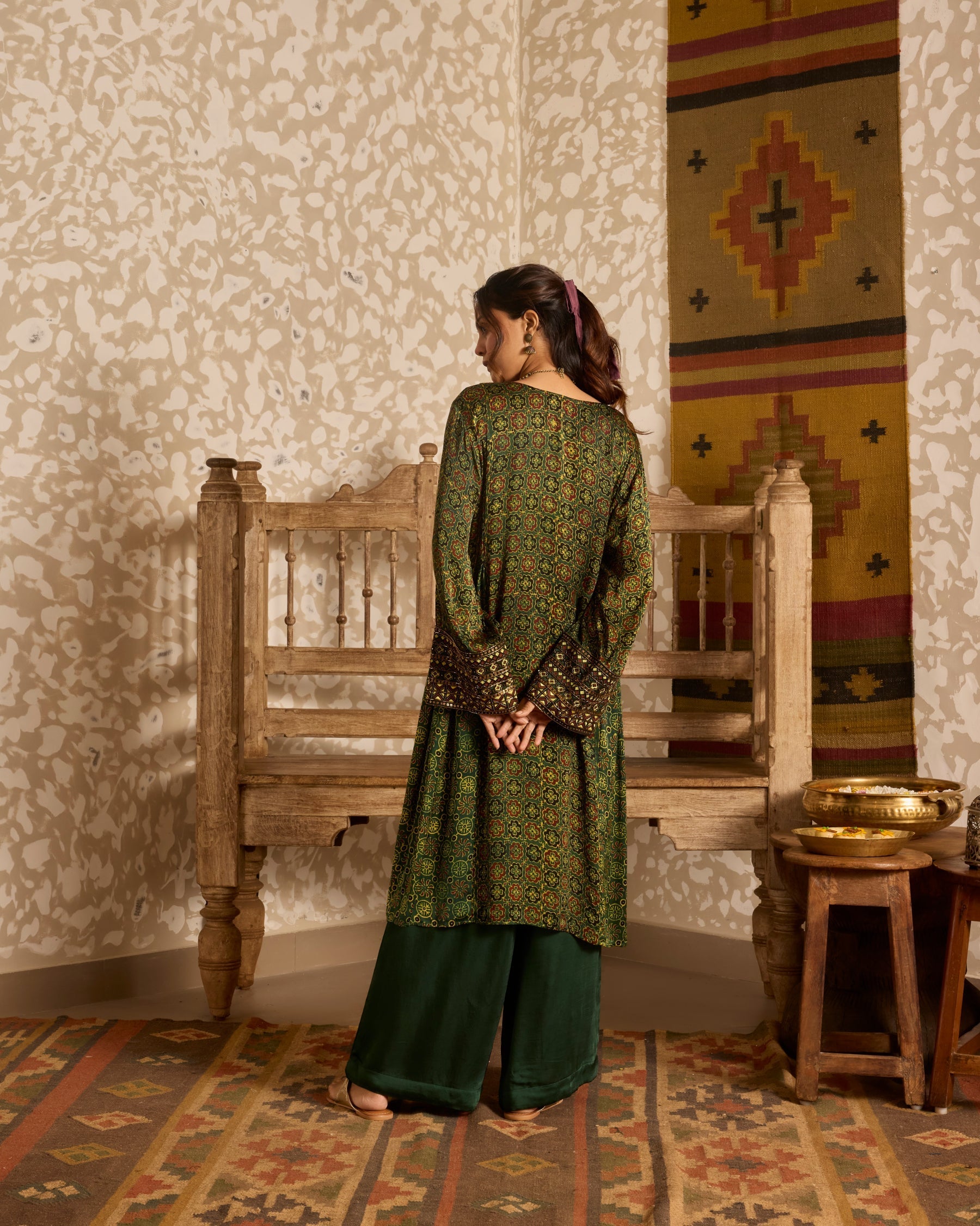 Long Kurta Wide Leg Pants Set at Kamakhyaa by Akashi Clothing. This item is Ajrakh by Akashi Clothing, Under $100