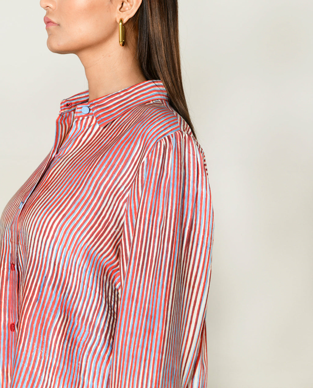 Long Shirt at Kamakhyaa by Rias Jaipur. This item is Bhram by Rias Jaipur, Casual Wear, Cotton bemberg, Multicolor, Organic, Relaxed Fit, Shirts, Striped