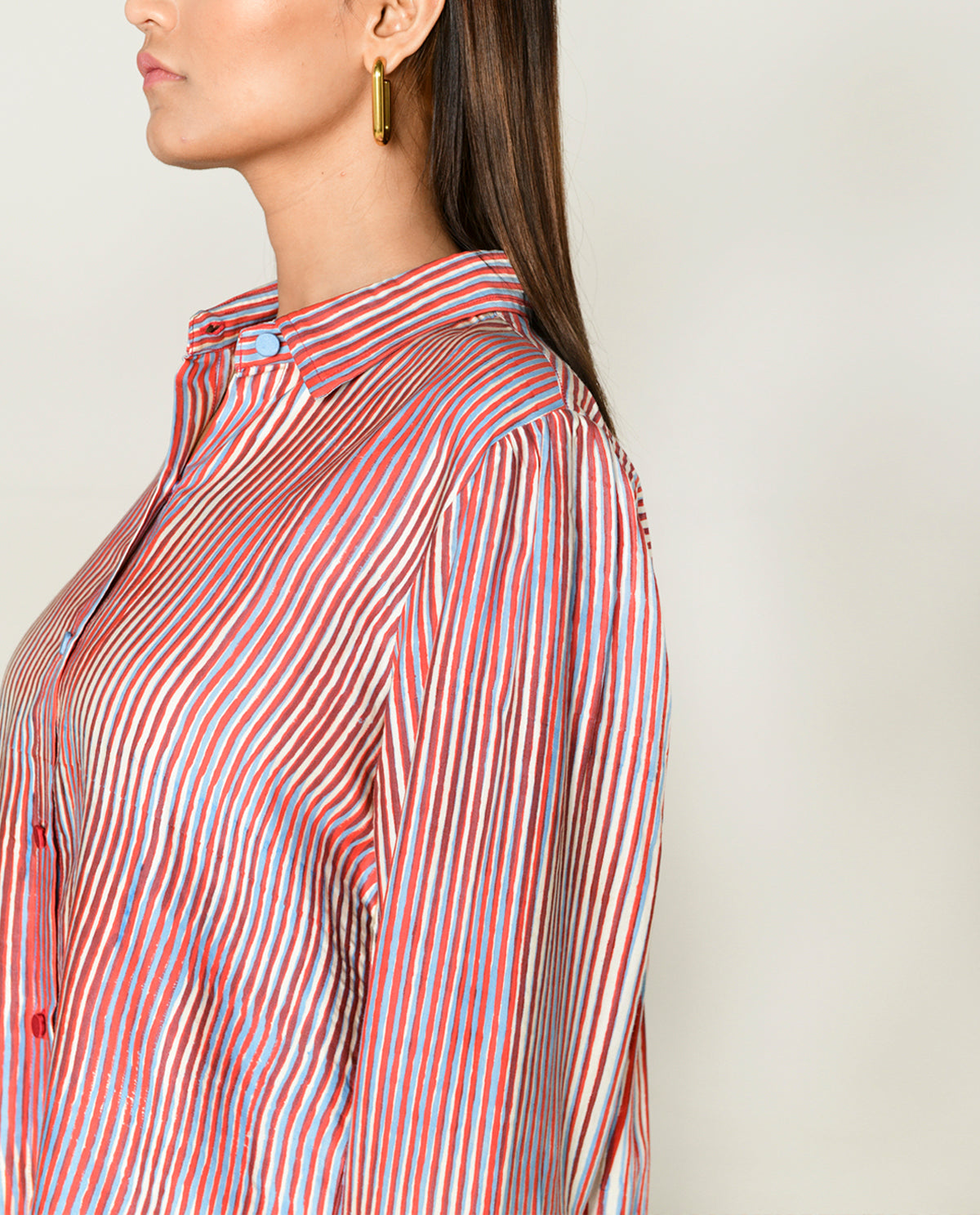 Long Shirt at Kamakhyaa by Rias Jaipur. This item is Bhram by Rias Jaipur, Casual Wear, Cotton bemberg, Multicolor, Organic, Relaxed Fit, Shirts, Striped