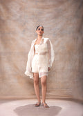 Loose Fit Organza Shirt Set at Kamakhyaa by Akashi Clothing. This item is Brunch Wear, Hand Embroidered, Loose Fit, Modal Satin, Off-white, Organza, Party Wear Co-ord Sets, Resort Wear, Travel Co-ord Sets, Vacation Co-ord Sets, Vacation Wear, White, Womenswear, Zaira by Akashi Clothing