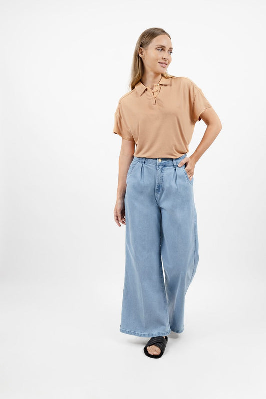 Los Angeles - Wide Leg Jeans- Sky at Kamakhyaa by 1 People. This item is Made from Natural Materials