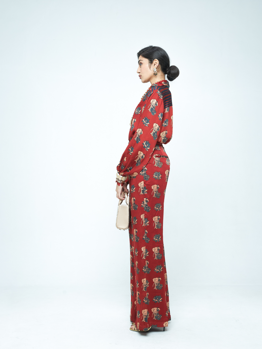 Lotus Shirt at Kamakhyaa by Anushé Pirani. This item is Bloom After Dark by Anushe Pirani, Midnight Blueprint, Tops & Shirts, Under $50, Woman co-ord sets, Womenswear