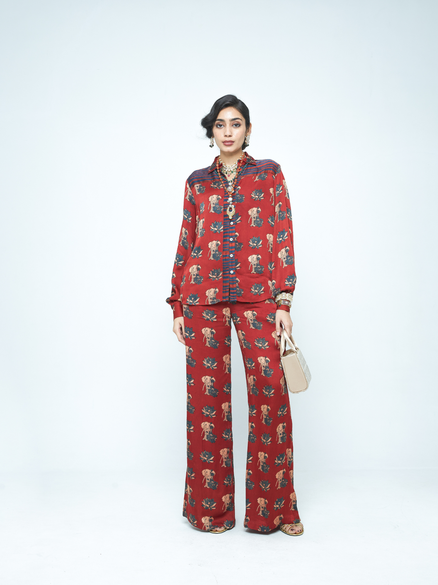 Lotus Shirt at Kamakhyaa by Anushé Pirani. This item is Bloom After Dark by Anushe Pirani, Midnight Blueprint, Tops & Shirts, Under $50, Woman co-ord sets, Womenswear