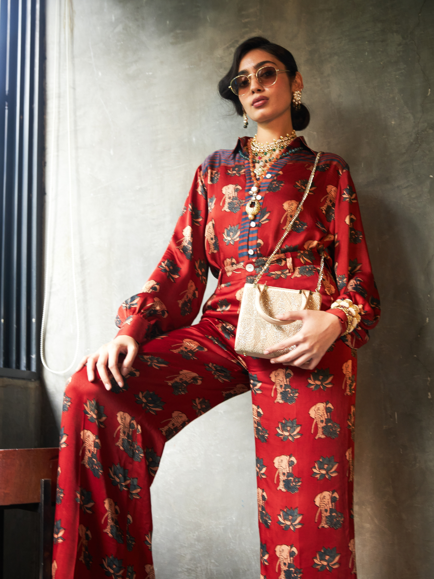 Lotus Shirt at Kamakhyaa by Anushé Pirani. This item is Bloom After Dark by Anushe Pirani, Midnight Blueprint, Tops & Shirts, Under $50, Woman co-ord sets, Womenswear