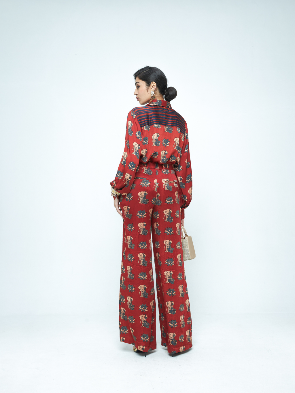 Lotus Shirt at Kamakhyaa by Anushé Pirani. This item is Bloom After Dark by Anushe Pirani, Midnight Blueprint, Tops & Shirts, Under $50, Woman co-ord sets, Womenswear