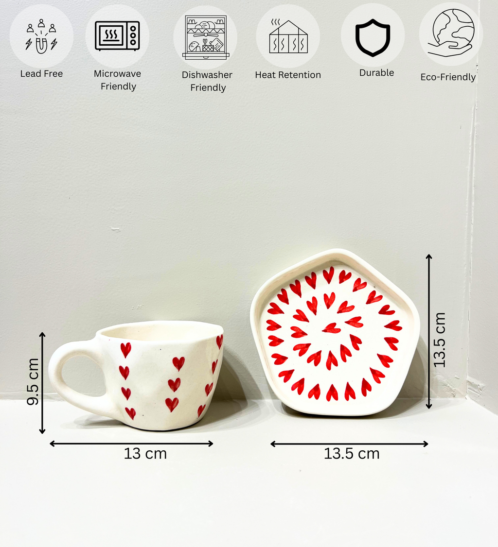 Love Brew – Handcrafted Ceramic Mug & Plate Set at Kamakhyaa by Aetherea World. This item is 