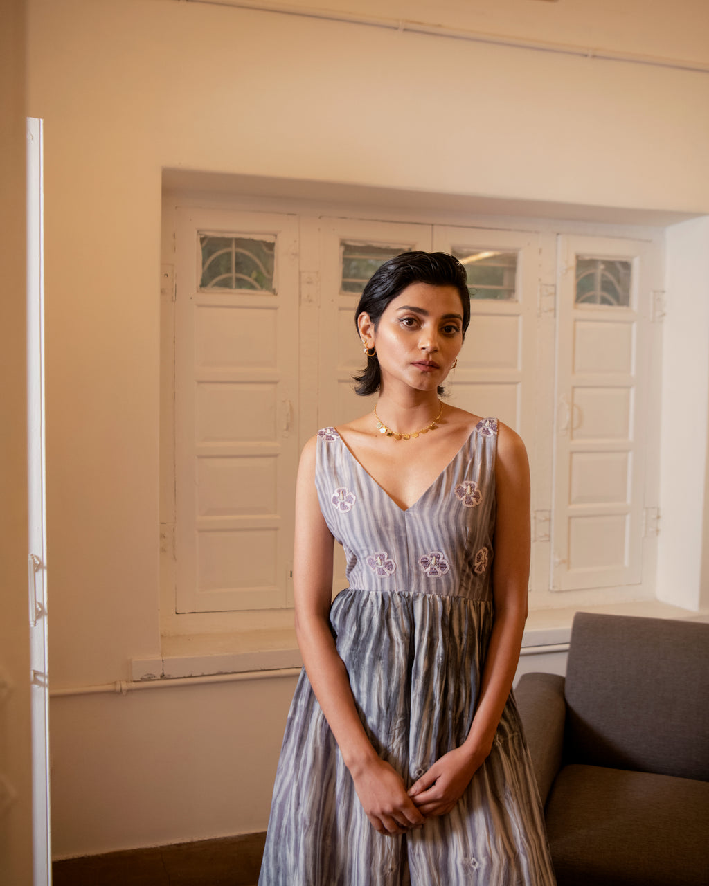 Mauve Dream at Kamakhyaa by The Loom Art. This item is Casual Wear, Handwoven Cotton Silk, July Sale, July Sale 2023, Lucid Dreams, Luicid Dream, Organic, Purple, Sleeveless Dresses, Solids, Tiered Dresses, Womenswear