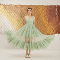 Mint Mellow at Kamakhyaa by The Loom Art. This item is Fluer De Code by The Loom Art, French Knots, Greent, Handwoven Cotton Silk