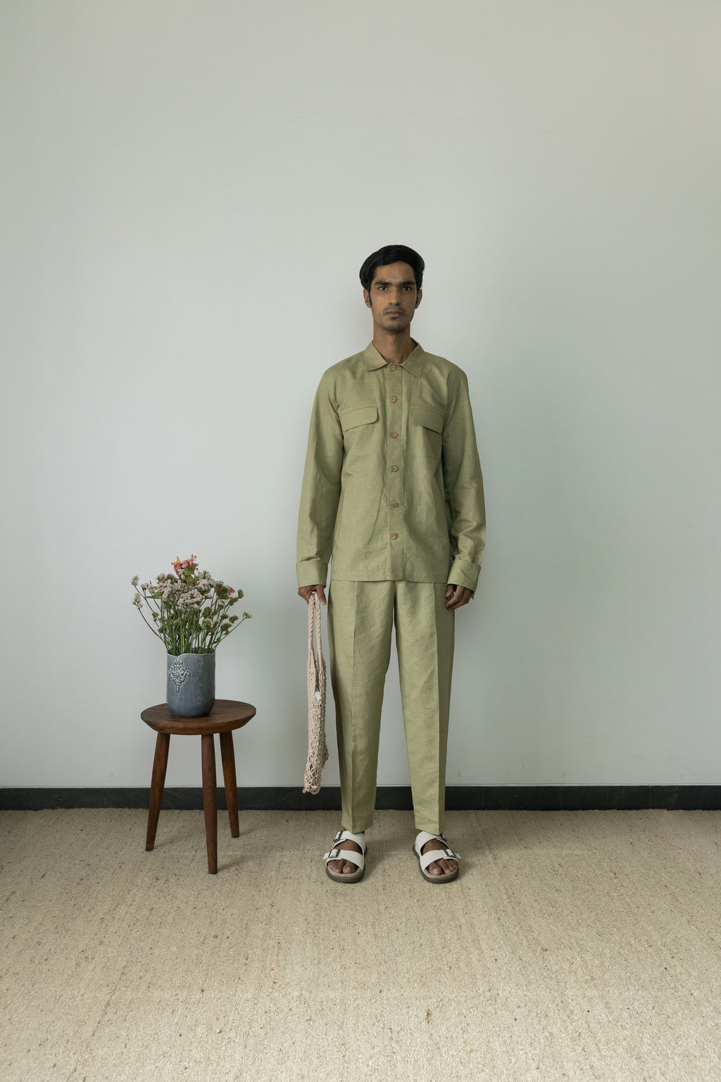 Moss Green Casual Pants