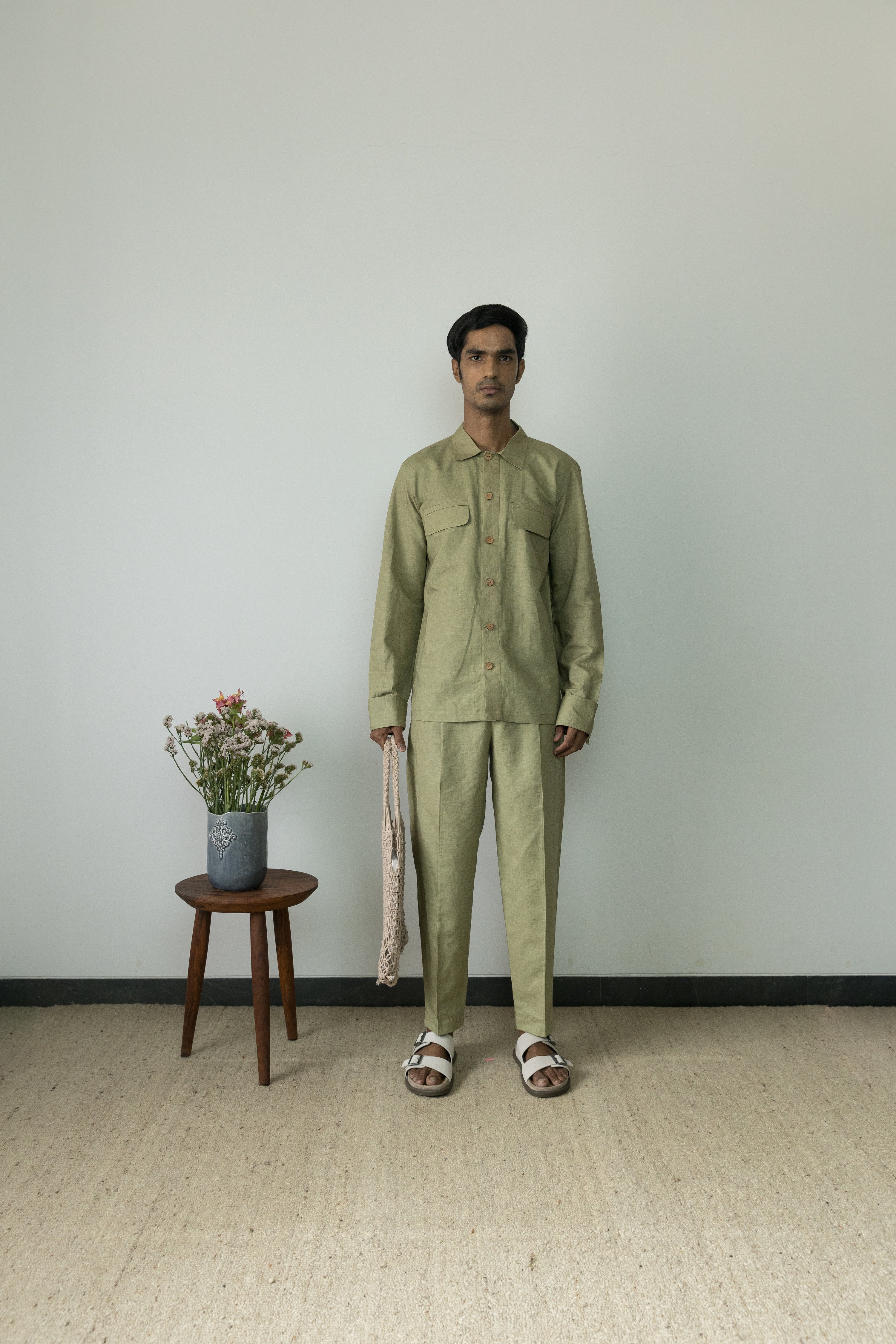 Moss Green Casual Pants