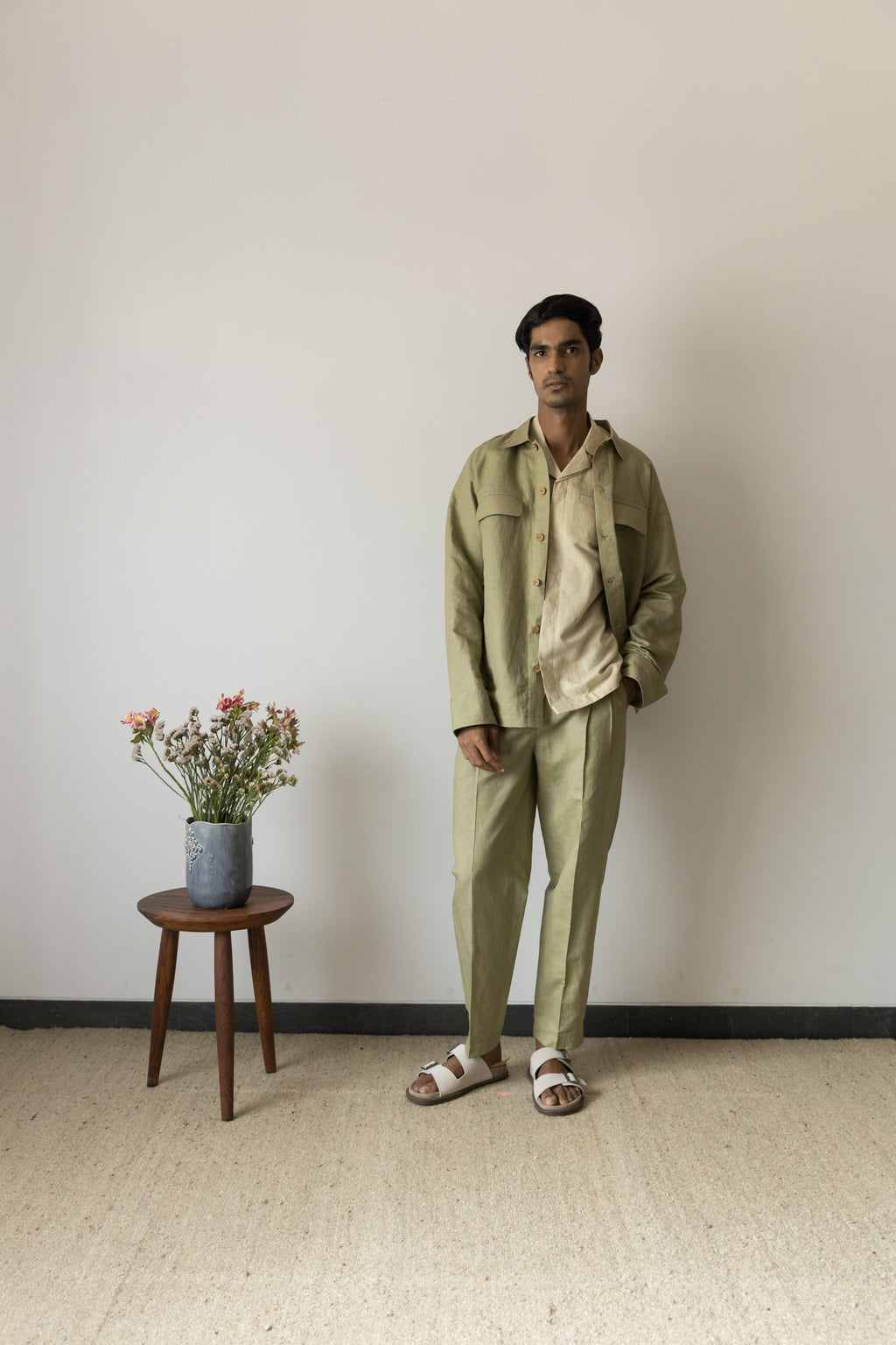 Moss Green Casual Pants