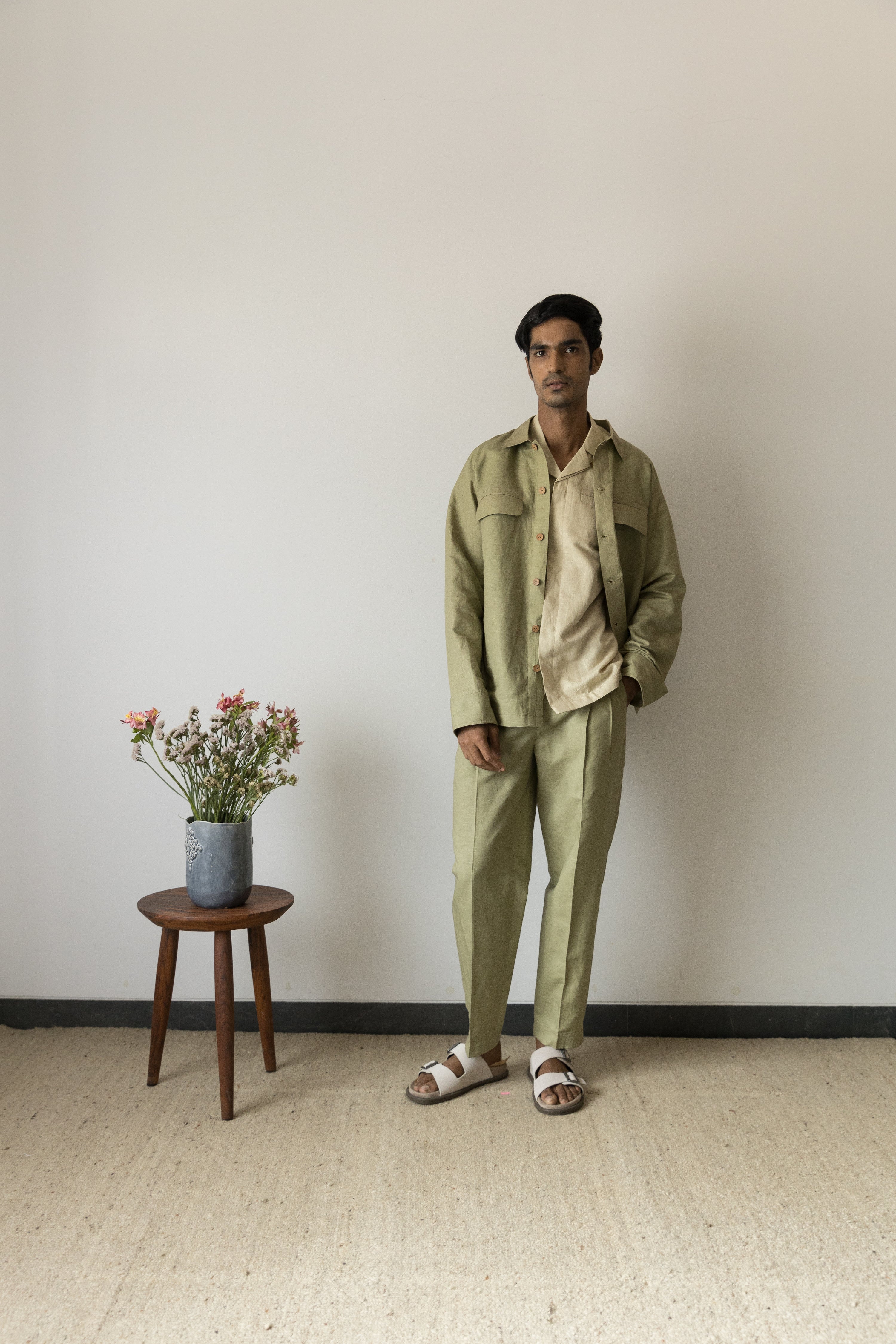 Moss Green Casual Pants
