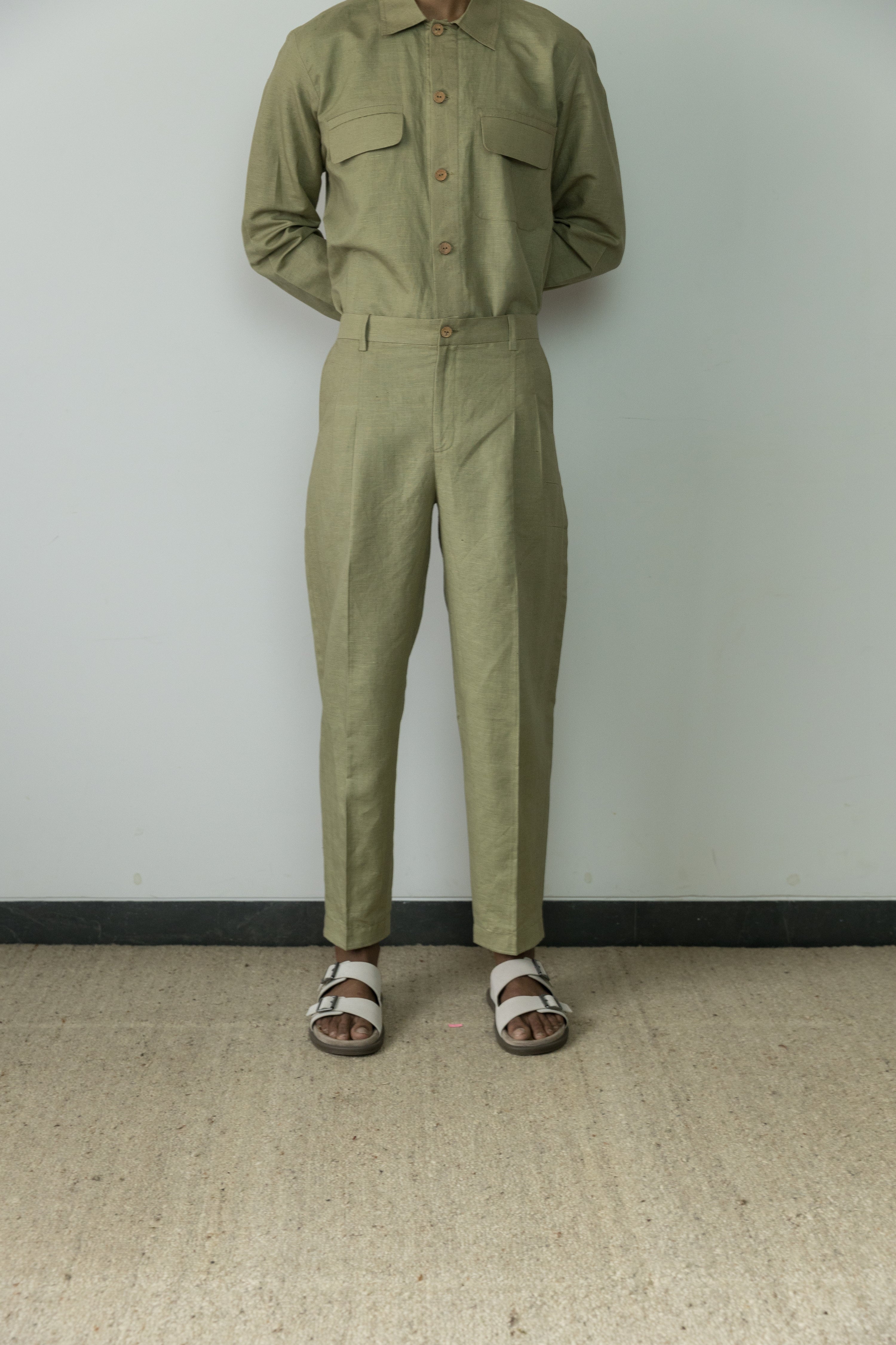 Moss Green Casual Pants
