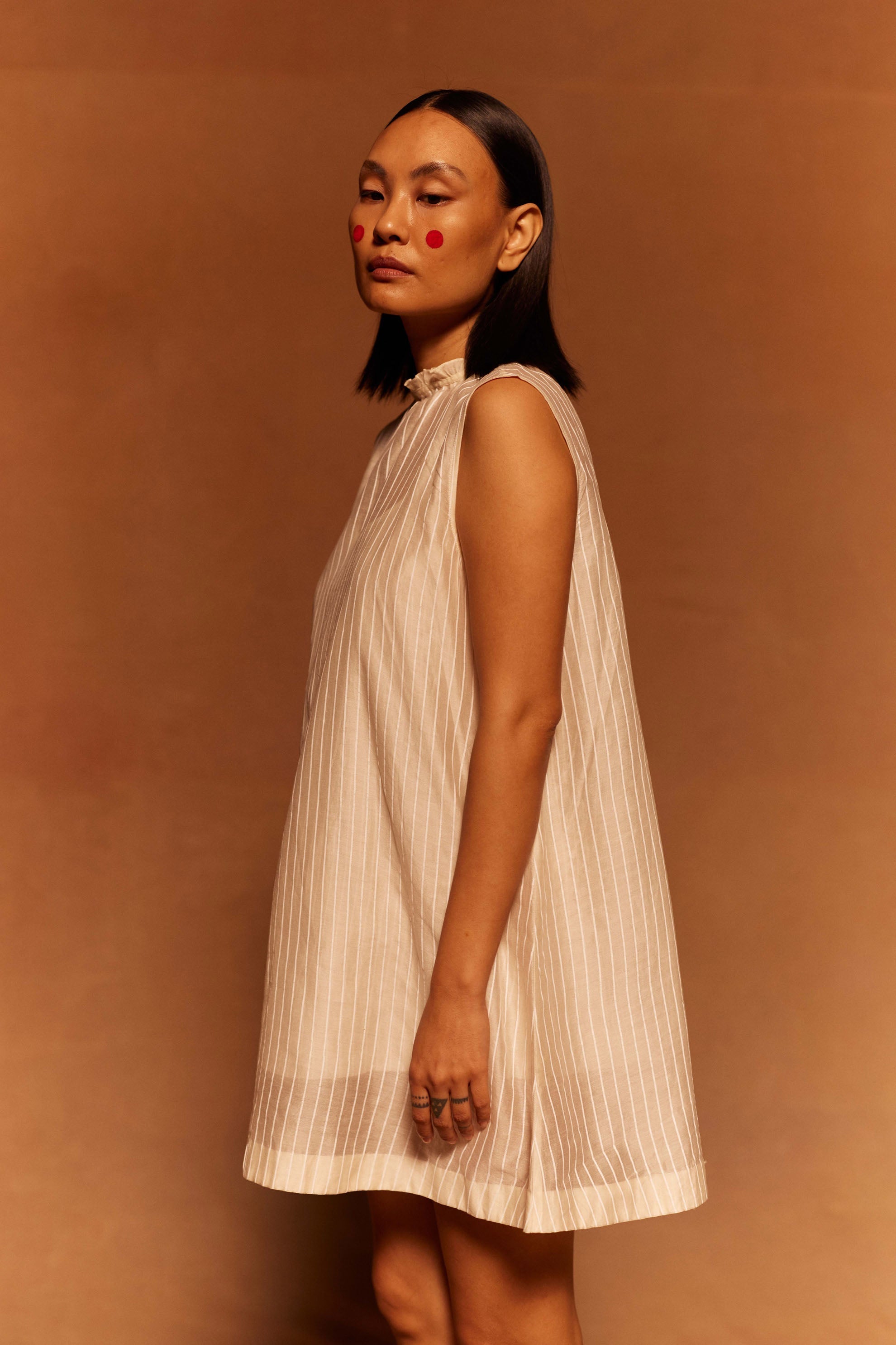 Mu-i Shift Dress at Kamakhyaa by Ahmev. This item is Cotton Silk, Dress, Ivory, Maximum Minimum by Ahmev, Prints, Relaxed Fit, Womenswear