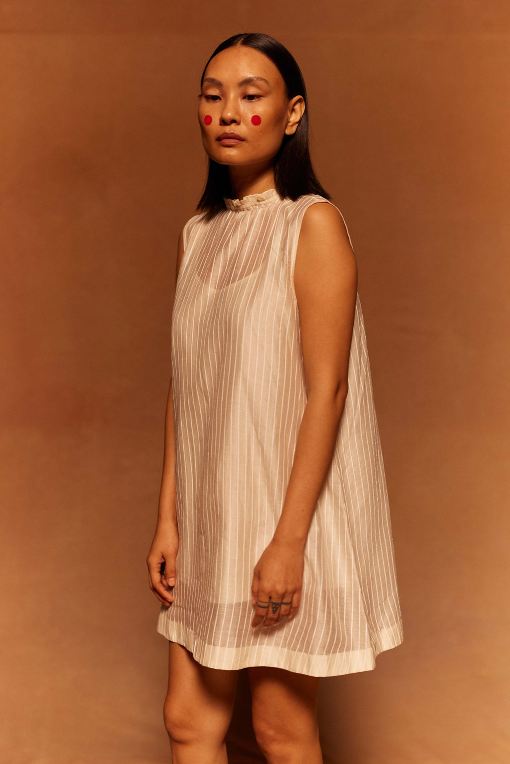 Mu-i Shift Dress at Kamakhyaa by Ahmev. This item is Cotton Silk, Dress, Ivory, Maximum Minimum by Ahmev, Prints, Relaxed Fit, Womenswear