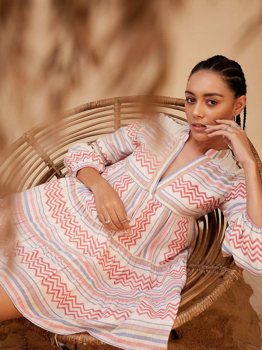 Multicolor Boho Vibe Dress at Kamakhyaa by Bohobi. This item is Cotton, Cotton Linen, Evening Wear, Linen, Mini Dresses, Multicolor, Relaxed Fit, Stripes, Toxin free