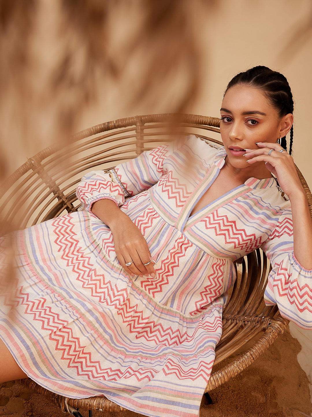 Multicolor Boho Vibe Dress at Kamakhyaa by Bohobi. This item is Cotton, Cotton Linen, Evening Wear, Linen, Mini Dresses, Multicolor, Relaxed Fit, Stripes, Toxin free