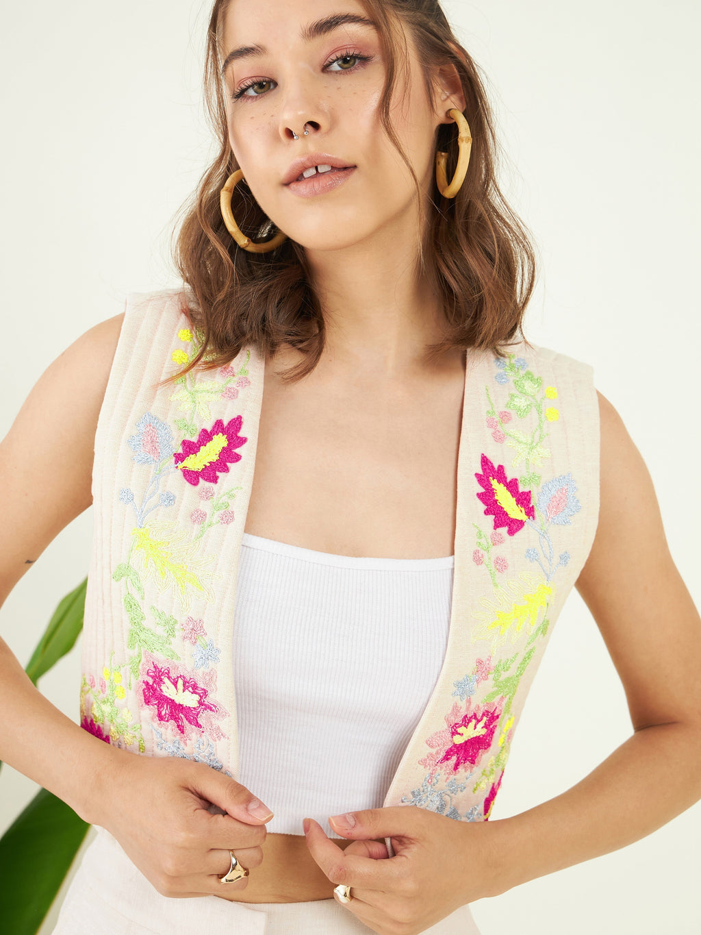 Multicolor Cotton Mulmul Co-ord Set at Kamakhyaa by Bohobi. This item is 100% Linen, Cotton Mulmul, Embroidered, Multicolor, Office Wear, Office Wear Co-ords, Regular Fit, Toxin free