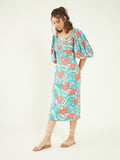 Multicolor Evening Wear Midi Dress at Kamakhyaa by Bohobi. This item is 100% Linen, Evening Wear, Floral Prints, Midi Dresses, Multicolor, Regular Fit, Toxin free