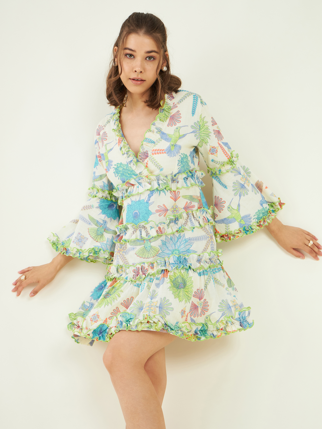 Multicolor Printed Evening Wear Dress at Kamakhyaa by Bohobi. This item is 100% Linen, Cotton Mulmul, Evening Wear, Mini Dresses, Multicolor, Prints, Regular Fit, Toxin free