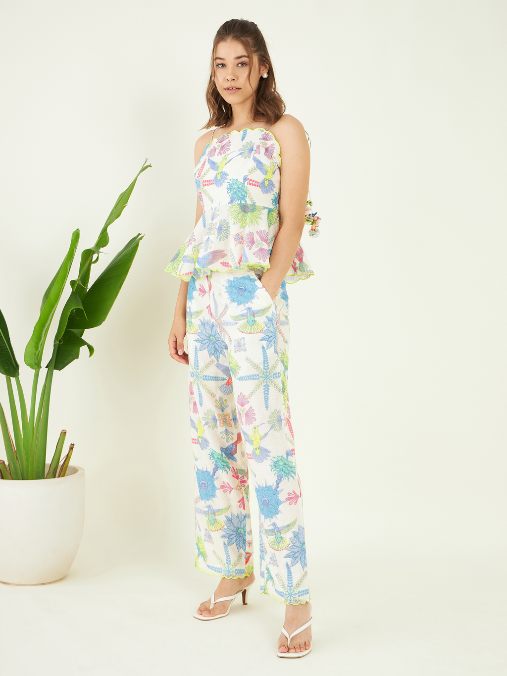 Multicolor Printed Linen Co-ord Set at Kamakhyaa by Bohobi. This item is 100% Linen, Cotton Mulmul, Evening Wear, Multicolor, Printed Co-ord Sets, Prints, Regular Fit, Toxin free