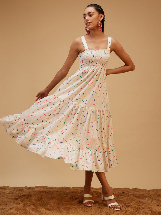 Multicolor Printed Sleeveless Dress at Kamakhyaa by Bohobi. This item is Cotton, Evening Wear, Multicolor, Prints, Regular Fit, Sleeveless Dresses, Toxin free