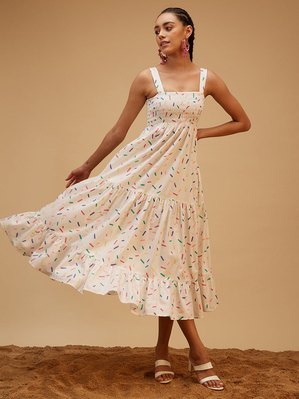 Multicolor Printed Sleeveless Dress at Kamakhyaa by Bohobi. This item is Cotton, Evening Wear, Multicolor, Prints, Regular Fit, Sleeveless Dresses, Toxin free