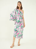 Multicolor Rayon One Shoulder Dress at Kamakhyaa by Bohobi. This item is Abstract Prints, Cotton, Multicolor, One Shoulder Dresses, Rayon, Regular Fit, Resort Wear, Toxin free
