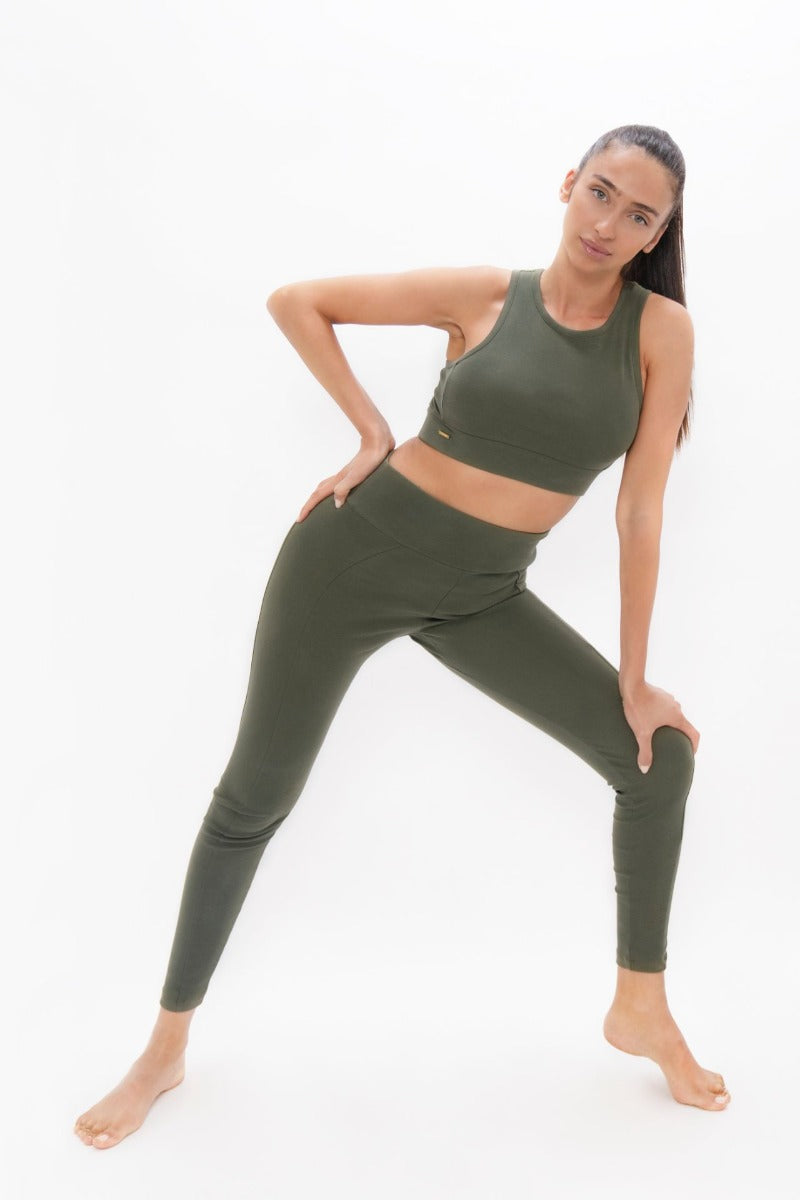 Munich - High Waisted Leggings - Green Ash at Kamakhyaa by 1 People. This item is Made from Natural Materials