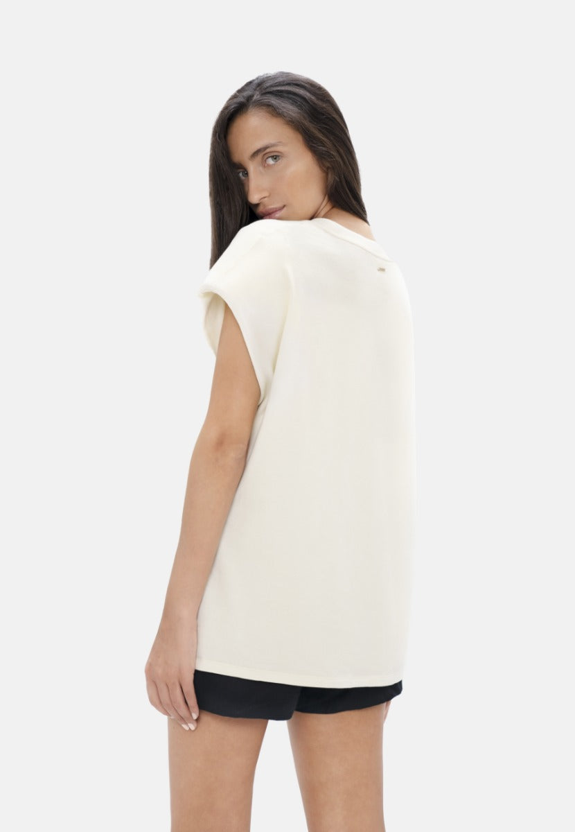 Muscat - Bold Shoulder Tee - Powder at Kamakhyaa by 1 People. This item is Made from Natural Materials