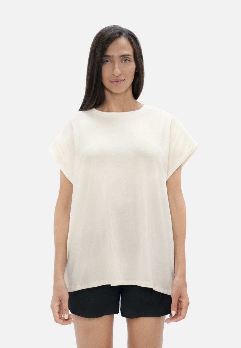 Muscat - Bold Shoulder Tee - Powder at Kamakhyaa by 1 People. This item is Made from Natural Materials