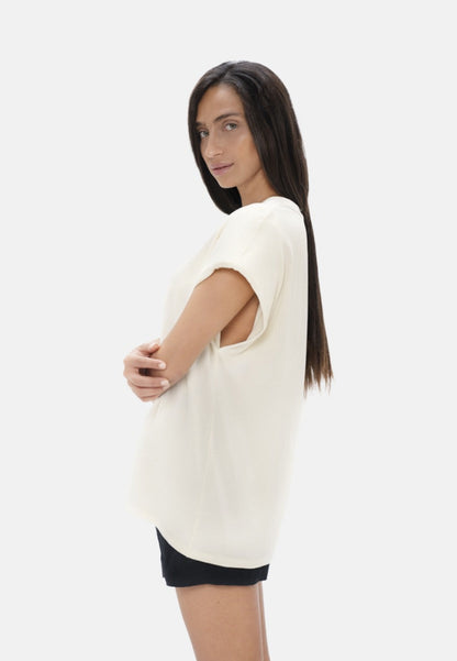 Muscat - Bold Shoulder Tee - Powder at Kamakhyaa by 1 People. This item is Made from Natural Materials