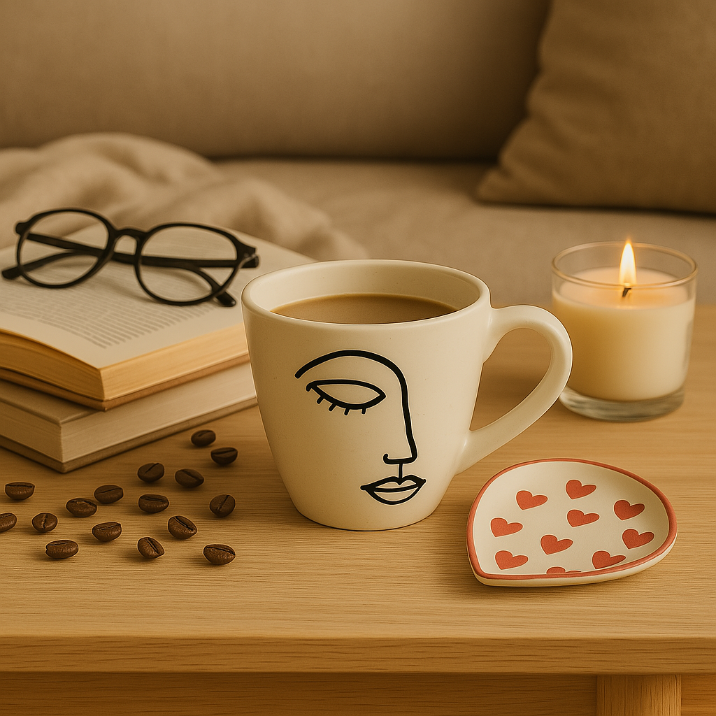 Muse in Clay – Handcrafted Line Art Cup at Kamakhyaa by Aetherea World. This item is 