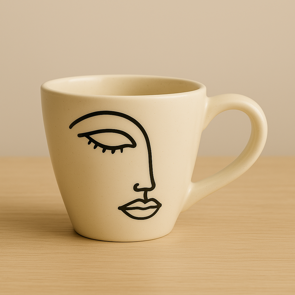 Muse in Clay – Handcrafted Line Art Cup at Kamakhyaa by Aetherea World. This item is 