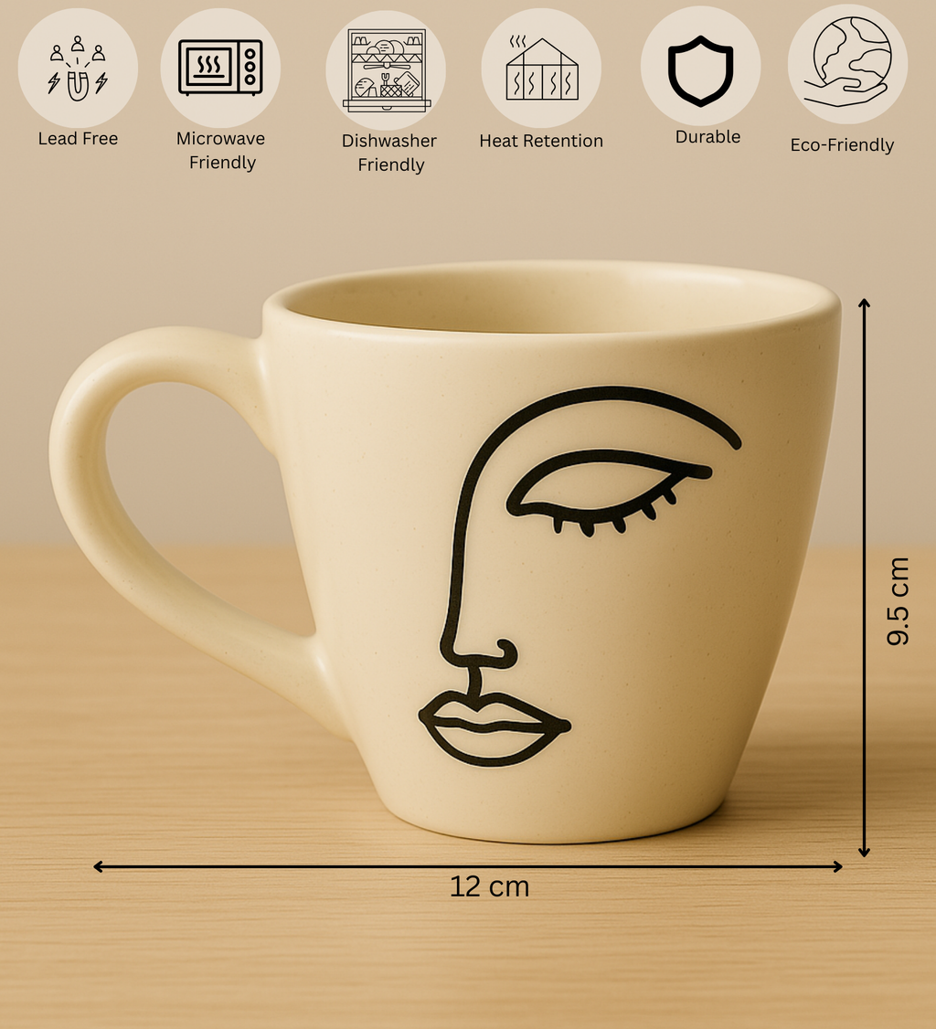Muse in Clay – Handcrafted Line Art Cup at Kamakhyaa by Aetherea World. This item is 