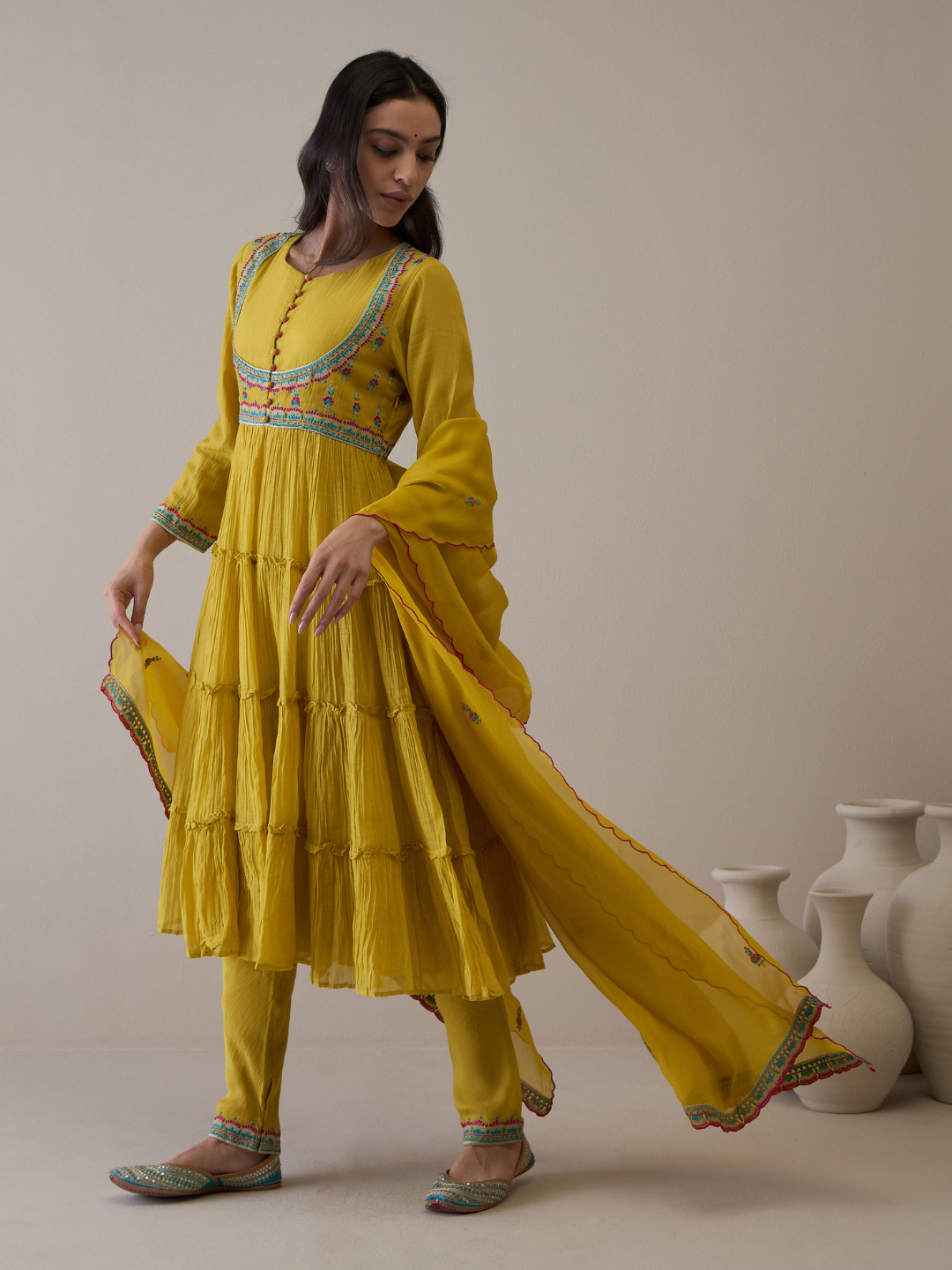 Mustard Pure Silk Chanderi Kurta Set with dupatta at Kamakhyaa by RoohbyRidhimaa. This item is Avani by RoohbyRidhimaa, Chanderi Silk, Festive Wear, Handloom Silk, Kurta Set with Dupattas, Pure Silk Chanderi, Regular Fit, Resham Embroidered, Silk Chanderi, Toxin free, Yellow