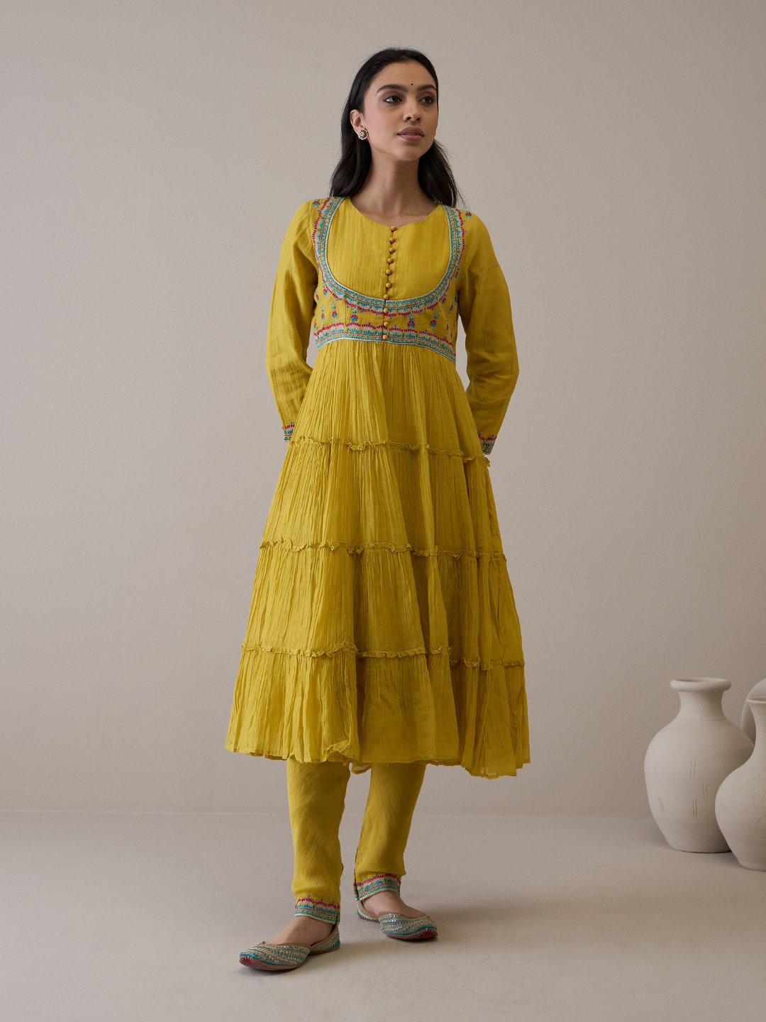 Mustard Pure Silk Chanderi Kurta Set with dupatta at Kamakhyaa by RoohbyRidhimaa. This item is Avani by RoohbyRidhimaa, Chanderi Silk, Festive Wear, Handloom Silk, Kurta Set with Dupattas, Pure Silk Chanderi, Regular Fit, Resham Embroidered, Silk Chanderi, Toxin free, Yellow