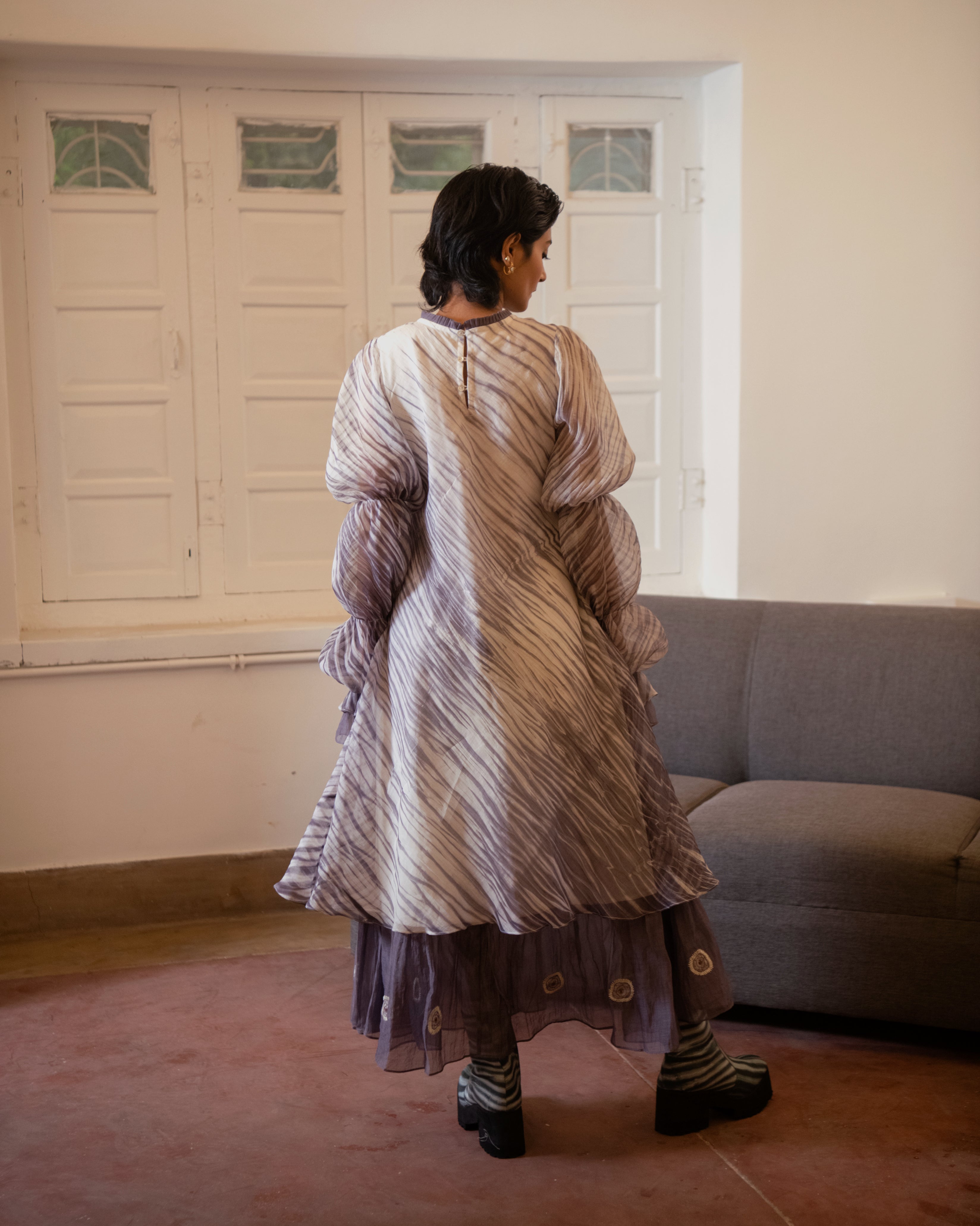 Mystic Fall at Kamakhyaa by The Loom Art. This item is Casual Wear, Chanderi Organza Silk, July Sale, July Sale 2023, Lucid Dreams, Luicid Dream, Maxi Dresses, Organic, Relaxed Fit, Solids, White, Womenswear