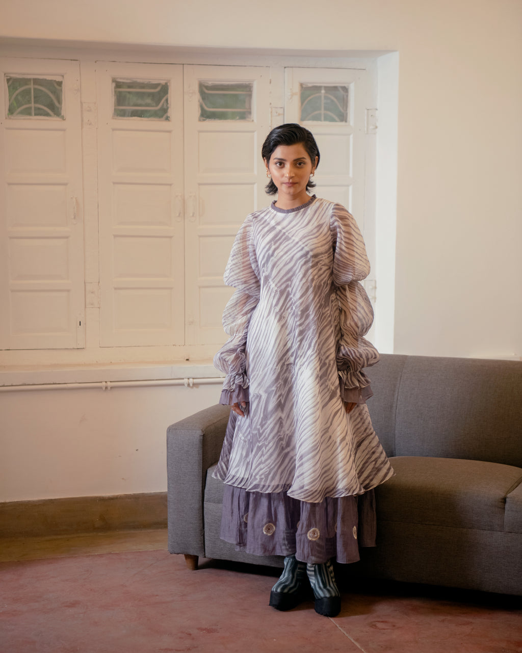 Mystic Fall at Kamakhyaa by The Loom Art. This item is Casual Wear, Chanderi Organza Silk, July Sale, July Sale 2023, Lucid Dreams, Luicid Dream, Maxi Dresses, Organic, Relaxed Fit, Solids, White, Womenswear