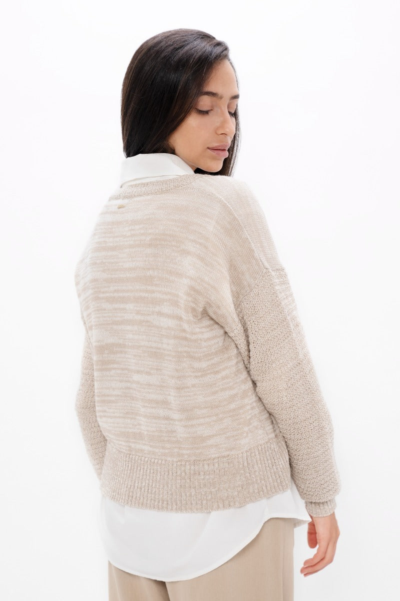Nagano - V-Neck Sweater - Sand Marl at Kamakhyaa by 1 People. This item is Made from Natural Materials