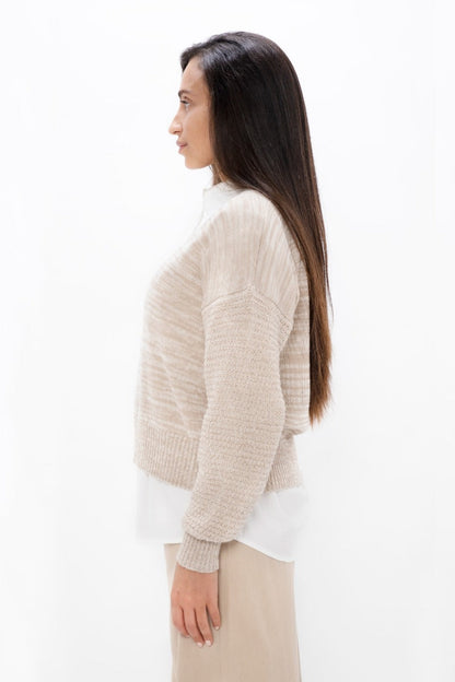 Nagano - V-Neck Sweater - Sand Marl at Kamakhyaa by 1 People. This item is Made from Natural Materials