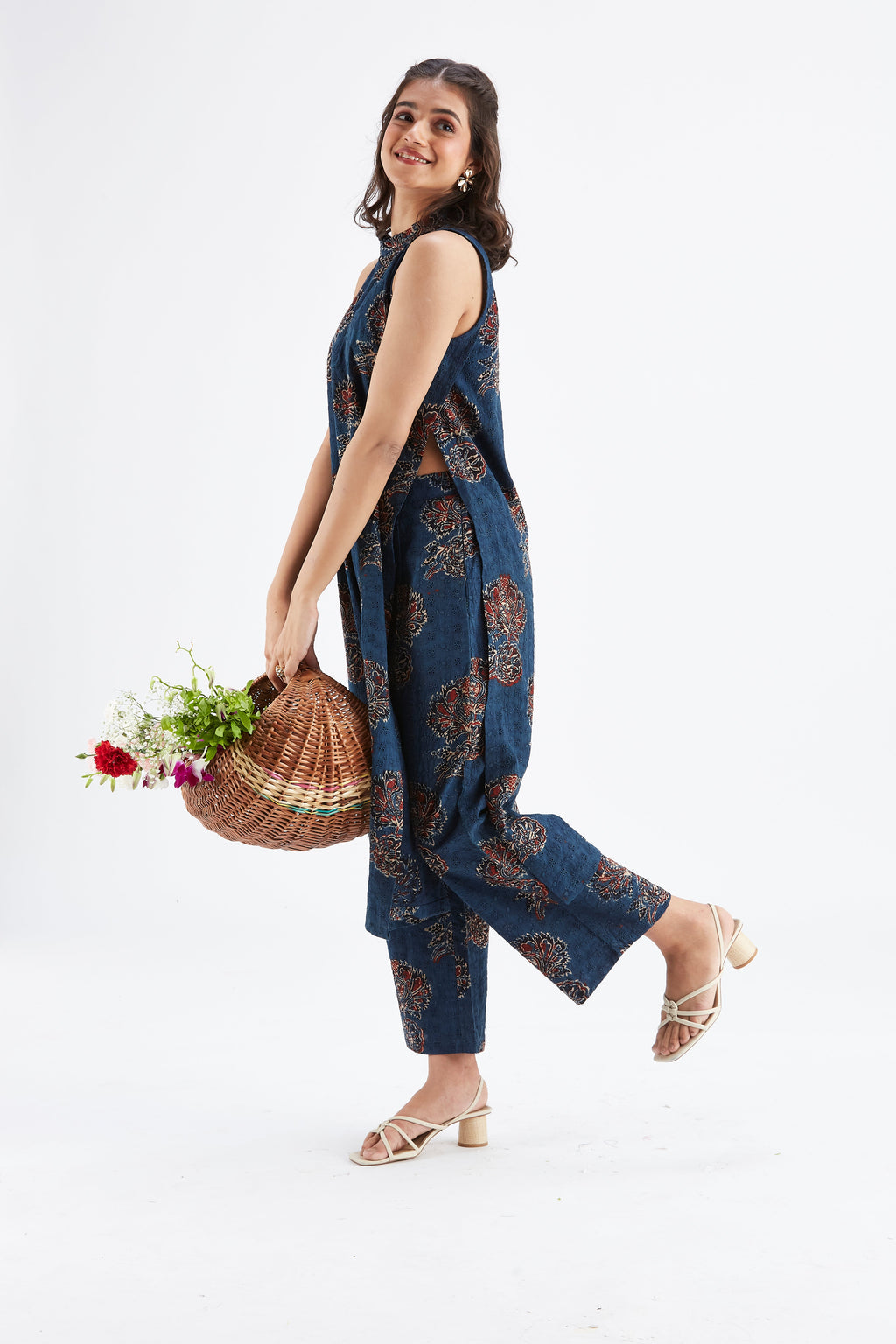 Nava Indigo Floral Printed Modal kurta set at Kamakhyaa by Hasttvam. This item is Ete by Hasttvam, Floral Prints, Fusion Wear, Hand Printed, Indigo, Modal, Womenswear
