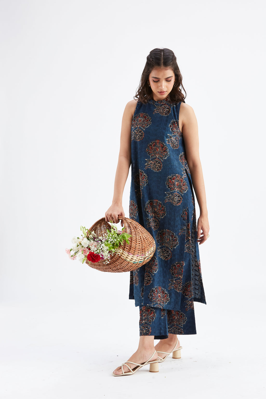 Nava Indigo Floral Printed Modal kurta set at Kamakhyaa by Hasttvam. This item is Ete by Hasttvam, Floral Prints, Fusion Wear, Hand Printed, Indigo, Modal, Womenswear