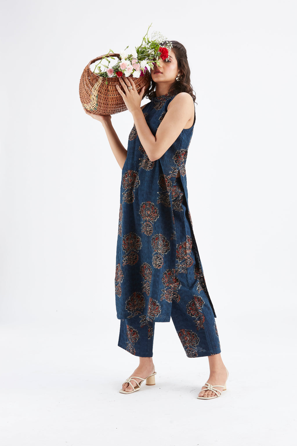 Nava Indigo Floral Printed Modal kurta set at Kamakhyaa by Hasttvam. This item is Ete by Hasttvam, Floral Prints, Fusion Wear, Hand Printed, Indigo, Modal, Womenswear