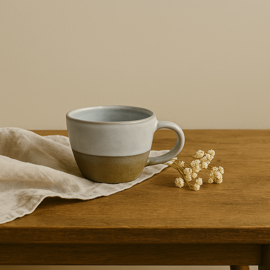 Nordic Claystone Ceramic Cup – Matte Glaze with Natural Sandstone Base at Kamakhyaa by Aetherea World. This item is 