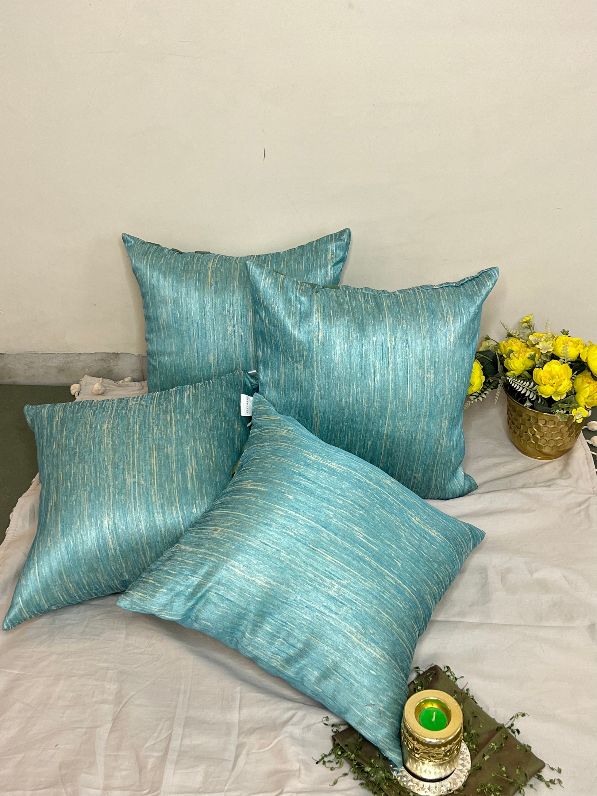 Ocean Mist Cushion Cover Sets at Kamakhyaa by Aetherea. This item is Blue, Cotton, Cushion covers, Home, Plain, Solid, Texture, Upcycled